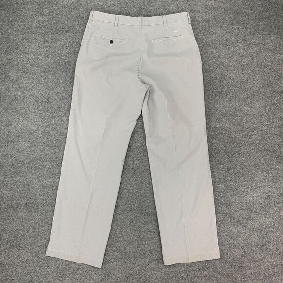 Nike Golf Pant Mens 35x32 White Grey Performance Flat Front Dri Fit Tour Stripe - Picture 7 of 13